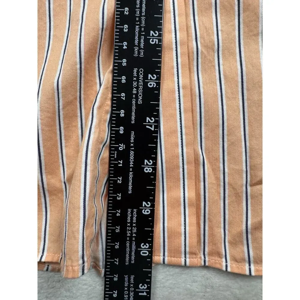 Fairway & Greene Mens M Orange Stripe Golf Shirt Long Sleeve Button Down Cotton